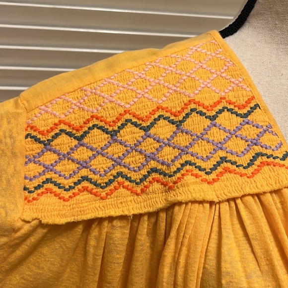 5. Free People Market Embroidered V Neck Top in Carrot Ginger, Size Large - Picture 9 of 17